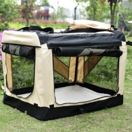 Large Foldable Travel Pet Carrier Bag with Pockets in Beige chinagmt.com