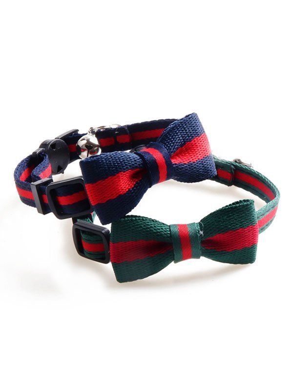 Manufacturer Wholesale Classic Color Plaid Design Cat Collar With Bowknot Bell 06-1610 chinagmt.com