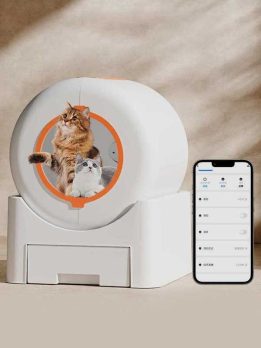 Multiple Cats Smart Lavatory White Automatic Self-Cleaning Cat Litter Box App Controlled with Health Monitoring 116-5907